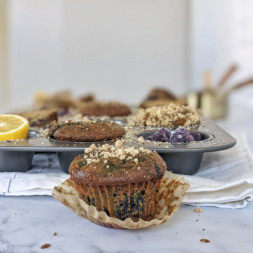 Bakery Style Blueberry Muffins with Streusel Topping
